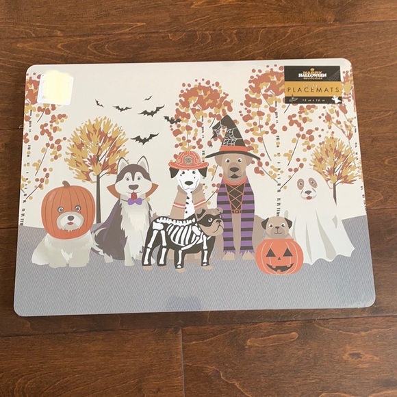 Halloween dog themed placemats set of 4 cork back - Picture 3 of 5